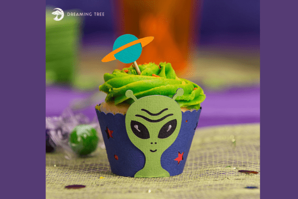 Alien Cupcake Wrapper SVG 3D Design