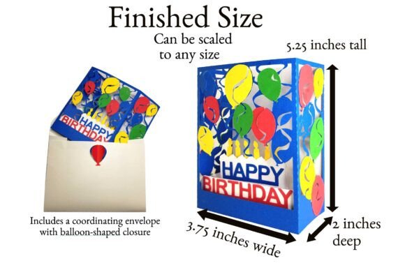 Birthday Balloons Shadow Box Card: 3D SVG for Birthdays