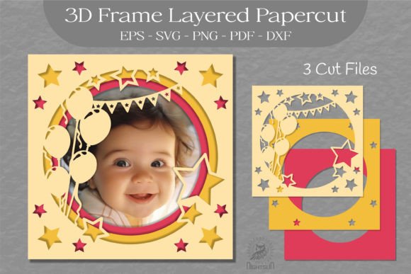 Birthday Photo Frame: 3D SVG Shadow Box Design
