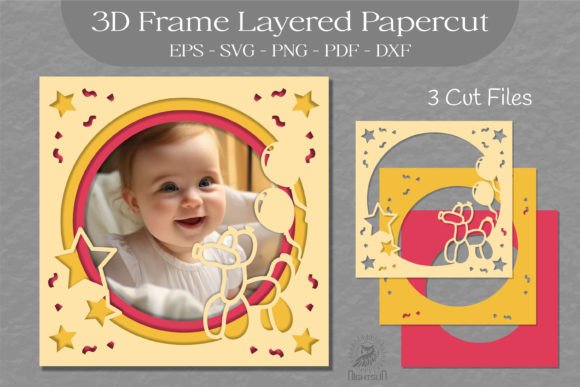 Birthday Photo Frame Layered Paper Cut 2: 3D SVG Shadow Boxes