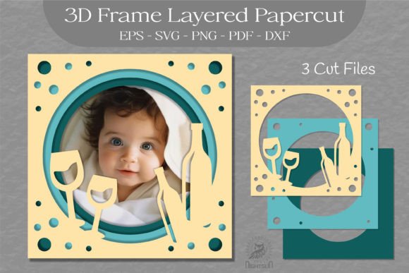 Birthday Photo Frame Layered Paper Cut 9: 3D SVG Shadow Boxes