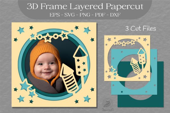 Birthday Photo Frame Layered Papercut 10: 3D SVG for Shadow Boxes