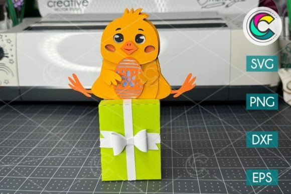 Chick Gift Box SVG Template: 3D SVG for Playful Shapes