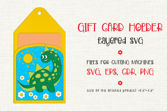 Cute Dino Birthday Gift Card Holder: 3D SVG for Birthdays