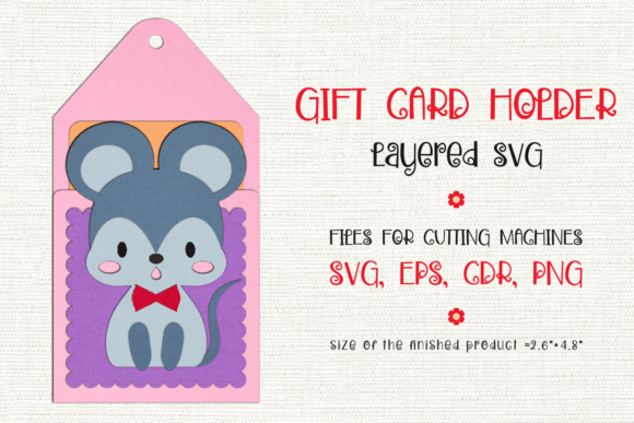 Cute Mouse Birthday Gift Card Holder: 3D SVG Shapes
