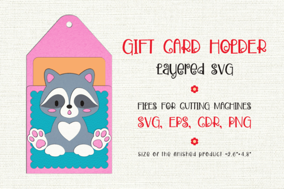 Cute Raccoon Birthday Gift Card Holder: 3D SVG Shapes