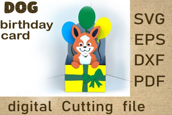 Dog Corgi Birthday Card File: 3D SVG for Birthdays