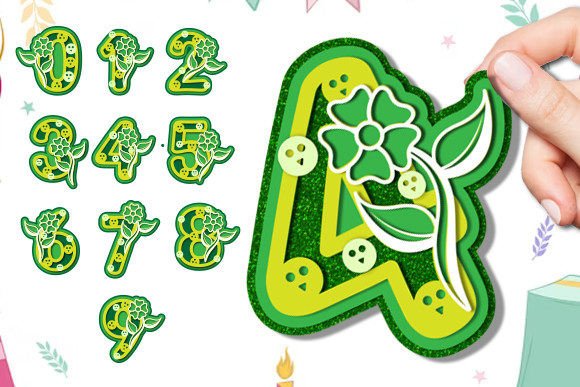 Floral Number 3D SVG Laser Cut Design for Birthday Branding