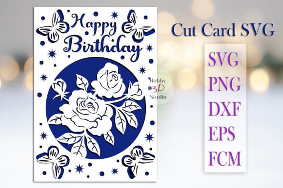 Happy Birthday Card Cut Template SVG: 3D Shapes for Real Projects