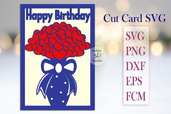 Happy Birthday Paper Cut Card 3D SVG