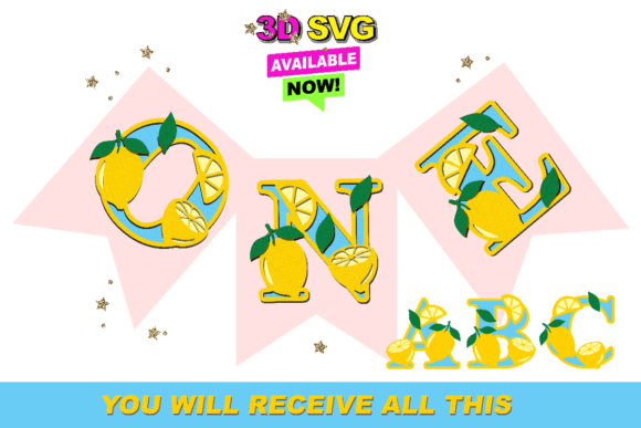 Lemonade Alphabet 3D SVG