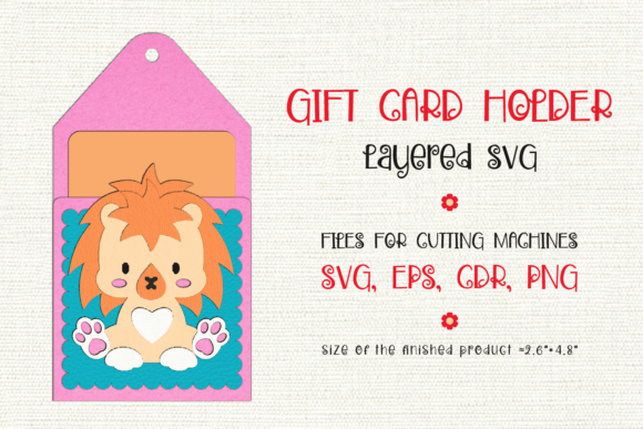 Little Lion Birthday Gift Card Holder: 3D SVG Shapes