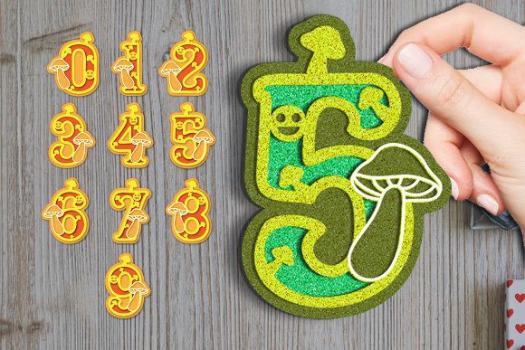 Mashroom Number 3D SVG Laser Cut Design for Birthday Projects