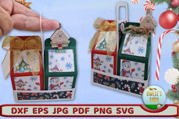 Milk Carton Boxes in Tray: 3D SVG Christmas Asset