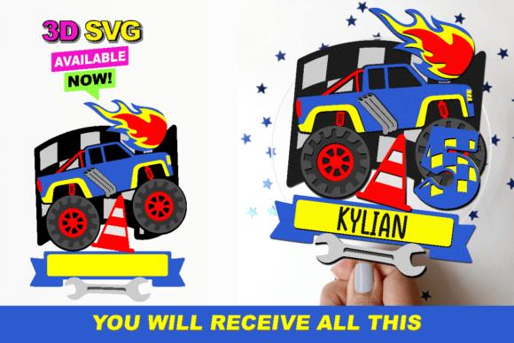 Monster Truck Cake Topper 3D SVG
