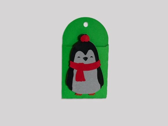 Penguin Gift Card Money Holder 3D SVG