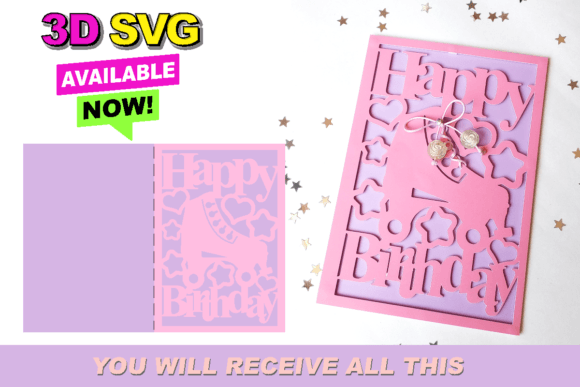 Roller Skating Card 3D SVG for Laser Cutting & Birthday Projects