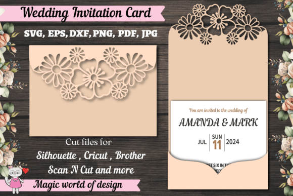 Trifold Wedding Invitation Pocket SVG: 3D Cards And Invites
