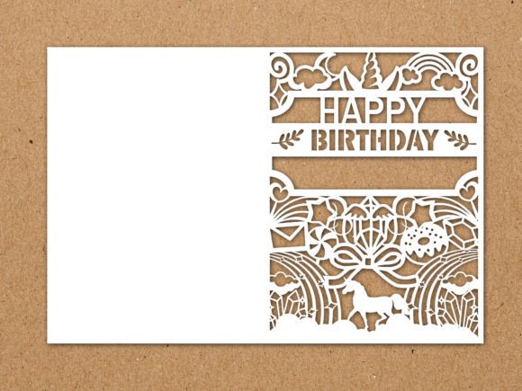 Unicorn Birthday Card Paper Cut SVG